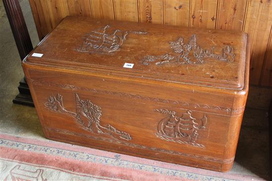 Ship carved coffer